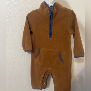 Cozy Brown Fleece Kids One Piece 9-12 Months